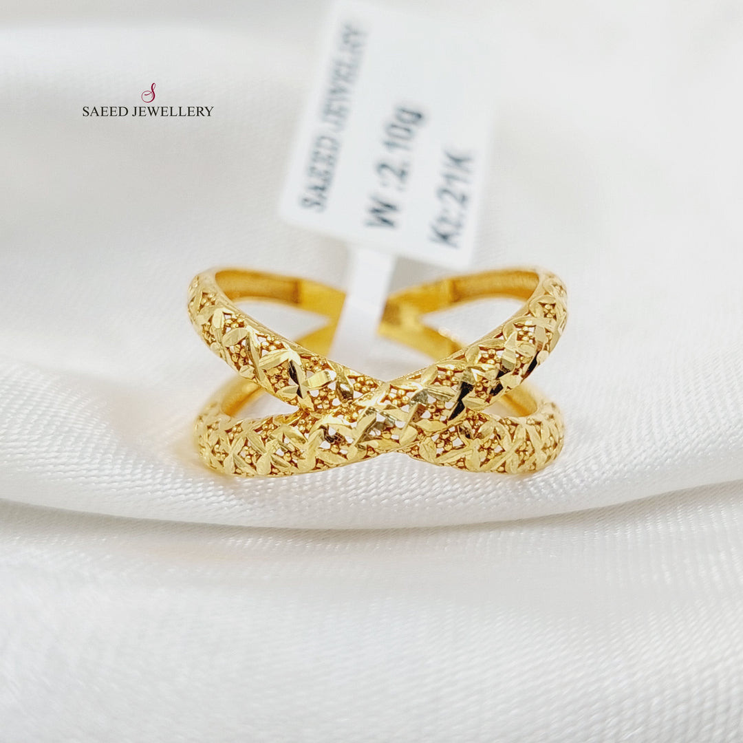 21K Gold X Style Ring by Saeed Jewelry - Image 1