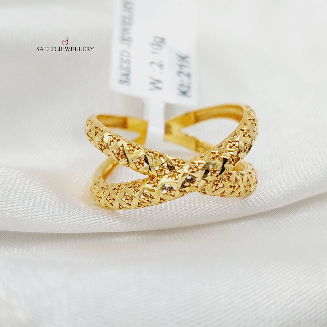 21K Gold X Style Ring by Saeed Jewelry - Image 3