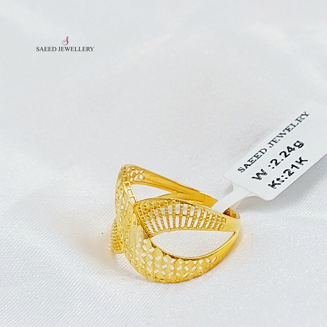 X Style Ring Made of 21K Gold by Saeed Jewelry 