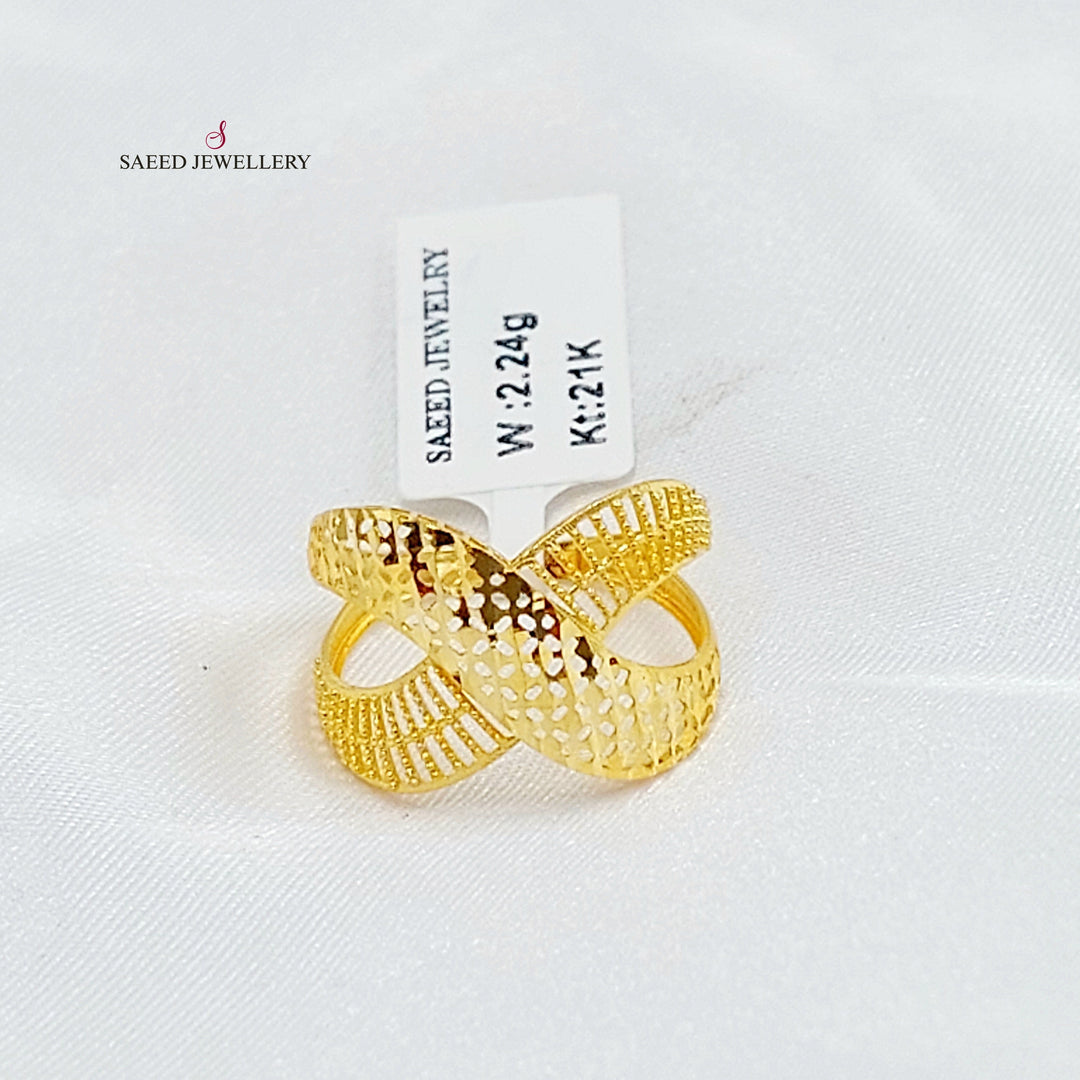 X Style Ring Made of 21K Gold by Saeed Jewelry 