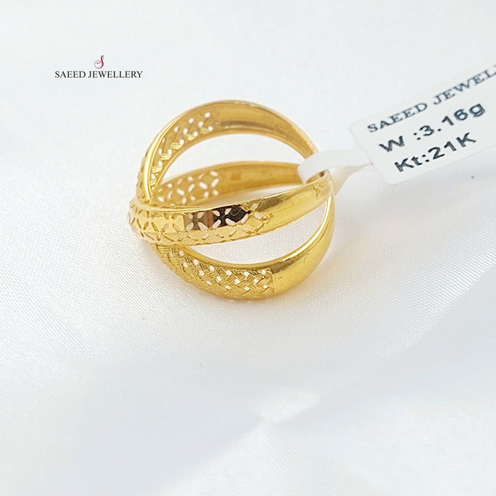 X Style Ring Made of 21K Gold by Saeed Jewelry 