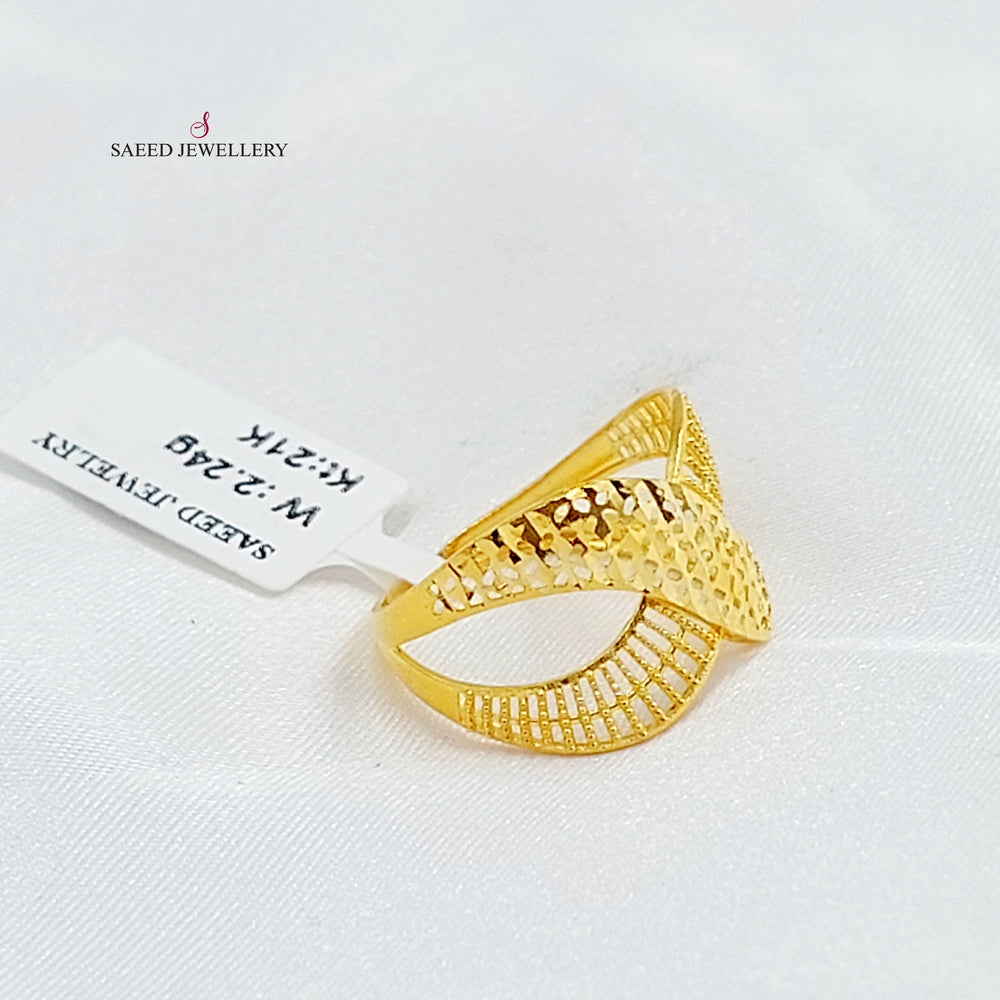 X Style Ring Made of 21K Gold by Saeed Jewelry 
