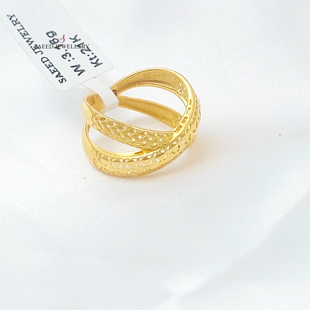 X Style Ring Made of 21K Gold by Saeed Jewelry 