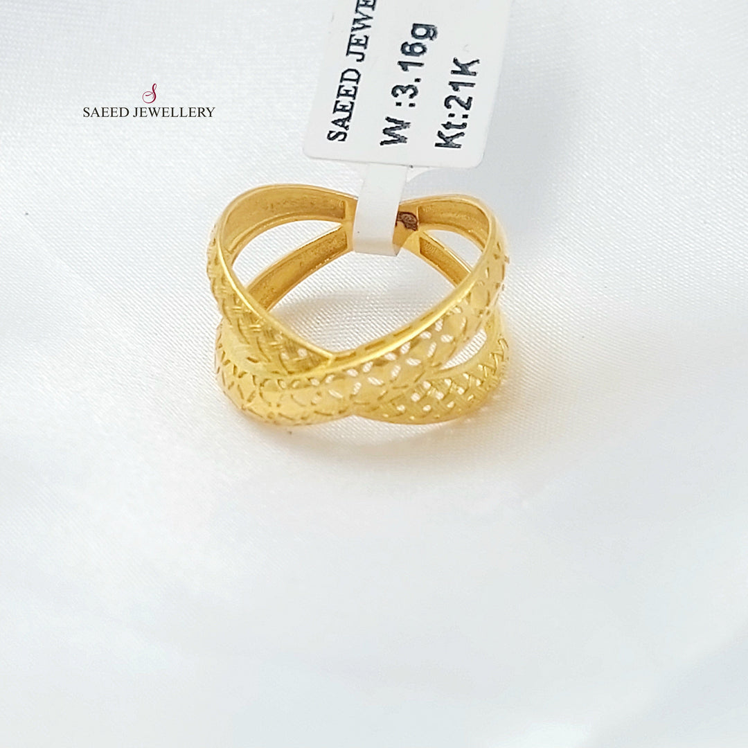 X Style Ring Made of 21K Gold by Saeed Jewelry 