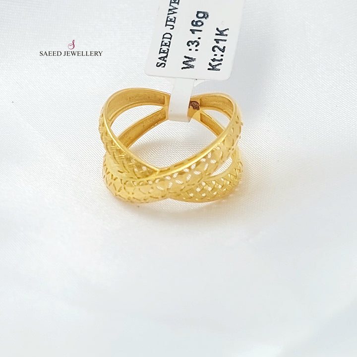 X Style Ring Made of 21K Gold by Saeed Jewelry 