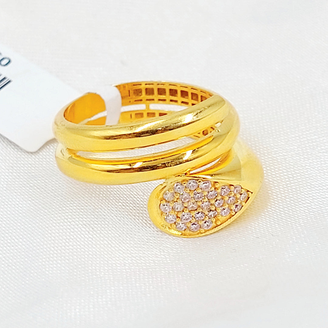 Zircon Studded Deluxe Ring Made of 21K Gold by Saeed Jewelry 