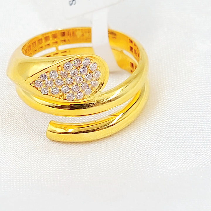 Zircon Studded Deluxe Ring Made of 21K Gold by Saeed Jewelry 