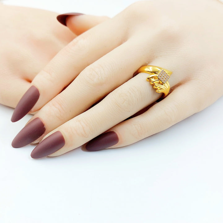 Zircon Studded Deluxe Ring Made of 21K Gold by Saeed Jewelry 