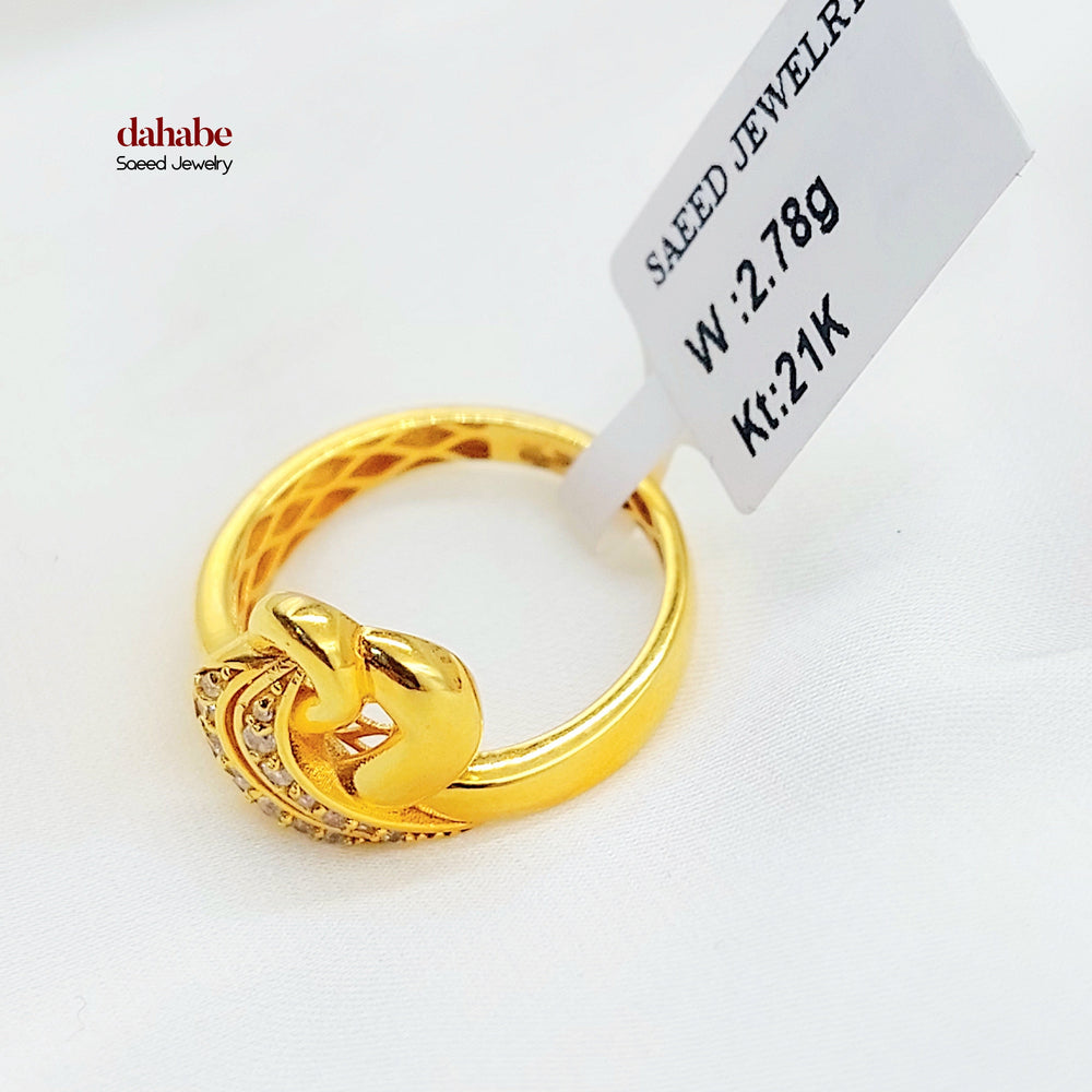21K Gold Knot Ring with Clear Accents