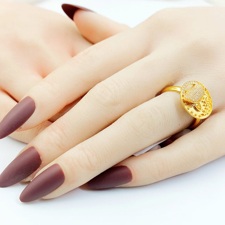 Zircon Studded Rashadi Ring Made of 21K Gold by Saeed Jewelry 