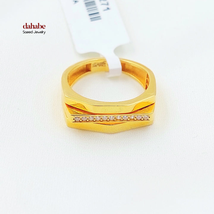 Zircon Studded Deluxe Ring Made of 21K Gold by Saeed Jewelry 