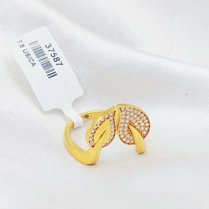 Zircon Studded Almond Ring Made of 21K Gold by Saeed Jewelry 