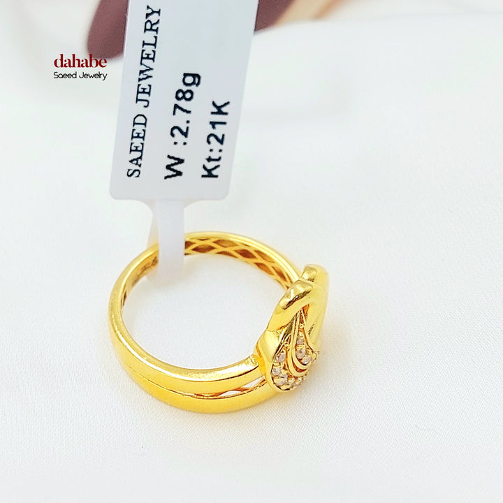 21K Gold Knot Ring with Clear Accents