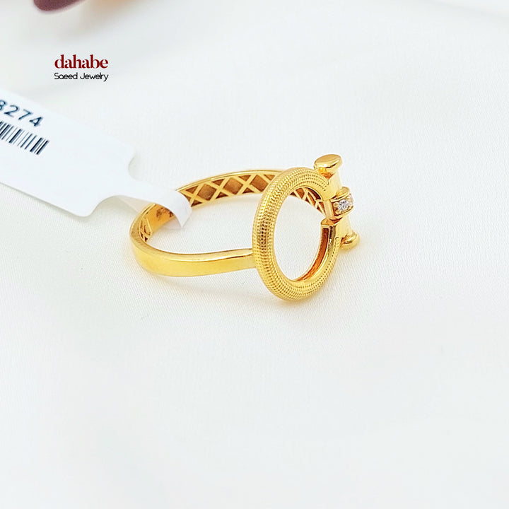 Zircon Studded Deluxe Ring Made of 21K Gold by Saeed Jewelry 