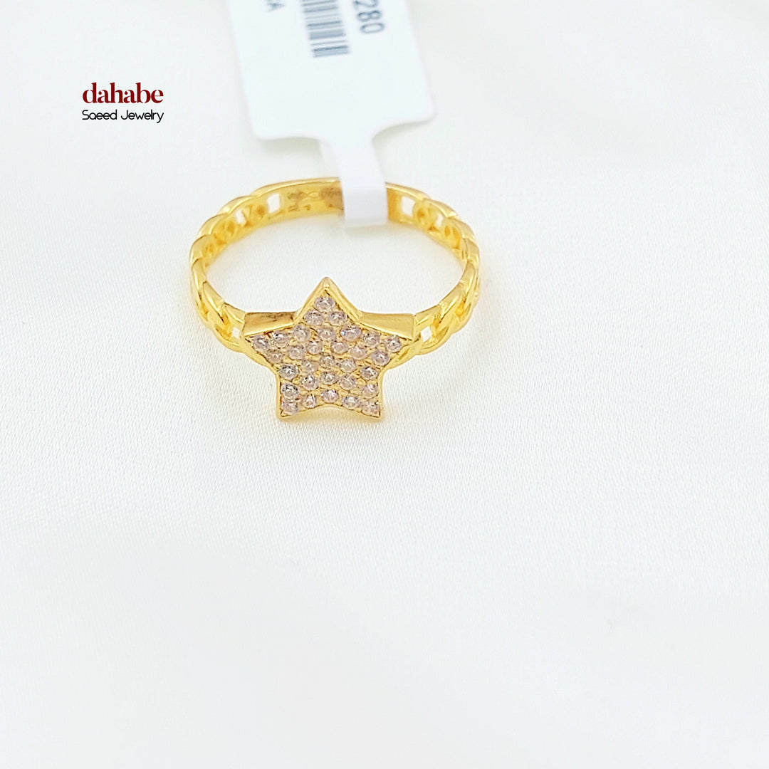 Zircon Studded Star Ring Made of 21K Gold by Saeed Jewelry 