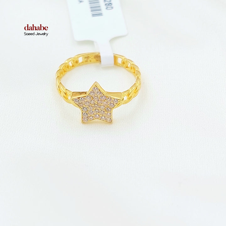 Zircon Studded Star Ring Made of 21K Gold by Saeed Jewelry 