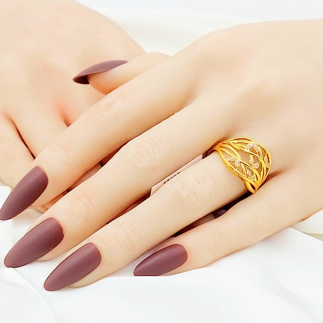 Zircon Studded Deluxe Ring Made of 21K Gold by Saeed Jewelry 