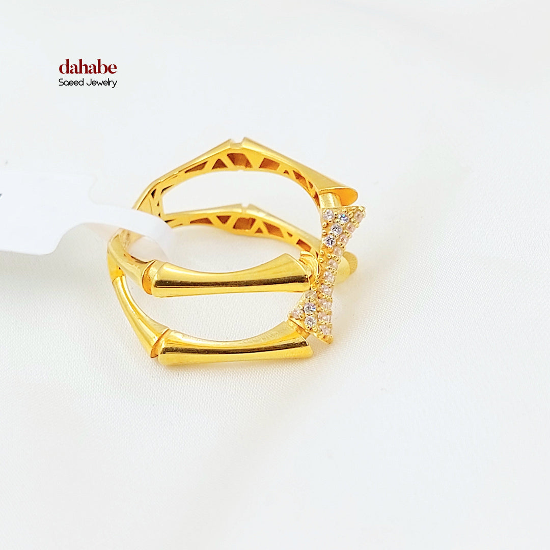 Zircon Studded Deluxe Ring Made of 21K Gold by Saeed Jewelry 
