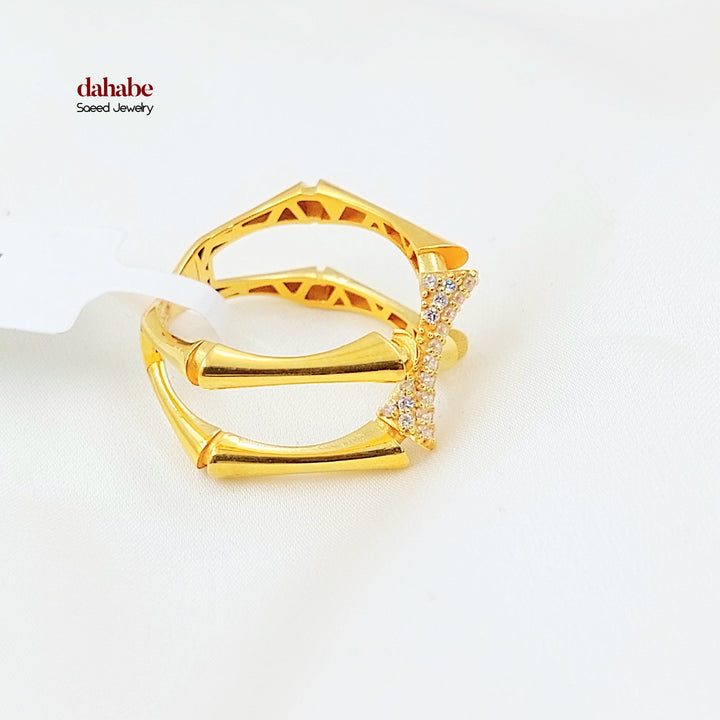 Zircon Studded Deluxe Ring Made of 21K Gold by Saeed Jewelry 