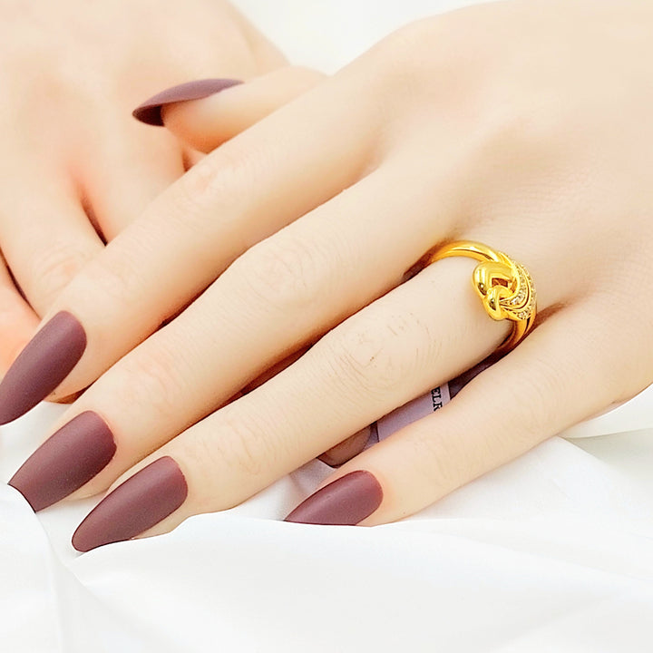21K خاتم اكسترا مرصع-مجوهرات الشيخ سعيد-Saeed Jewelry 