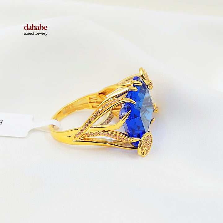 21K خاتم اكسترا مرصع-مجوهرات الشيخ سعيد-Saeed Jewelry 