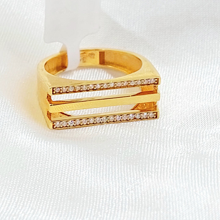 Zircon Studded Deluxe Ring Made of 21K Gold by Saeed Jewelry 