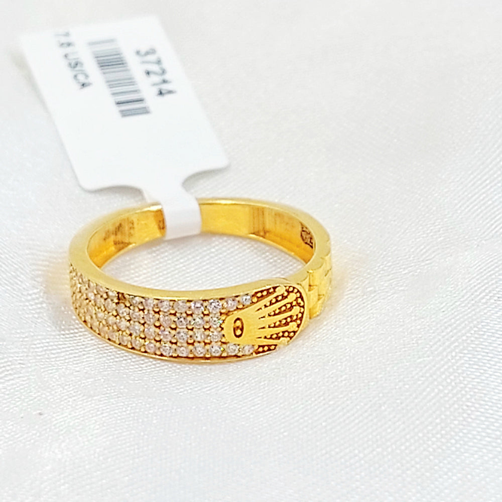 Zircon Studded Deluxe Ring Made of 21K Gold by Saeed Jewelry 
