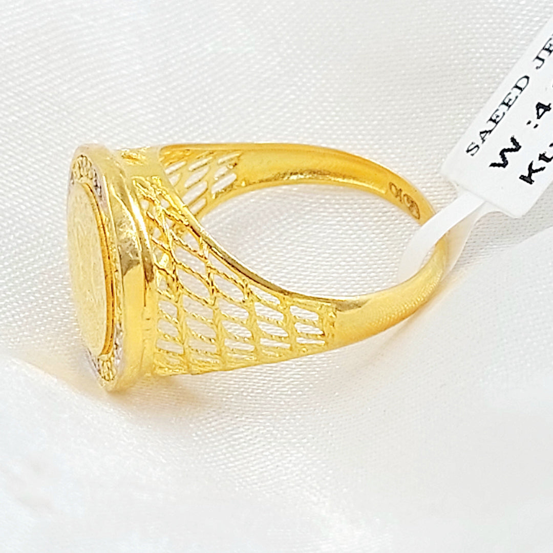 Zircon Studded Rashadi Ring Made of 21K Gold by Saeed Jewelry 