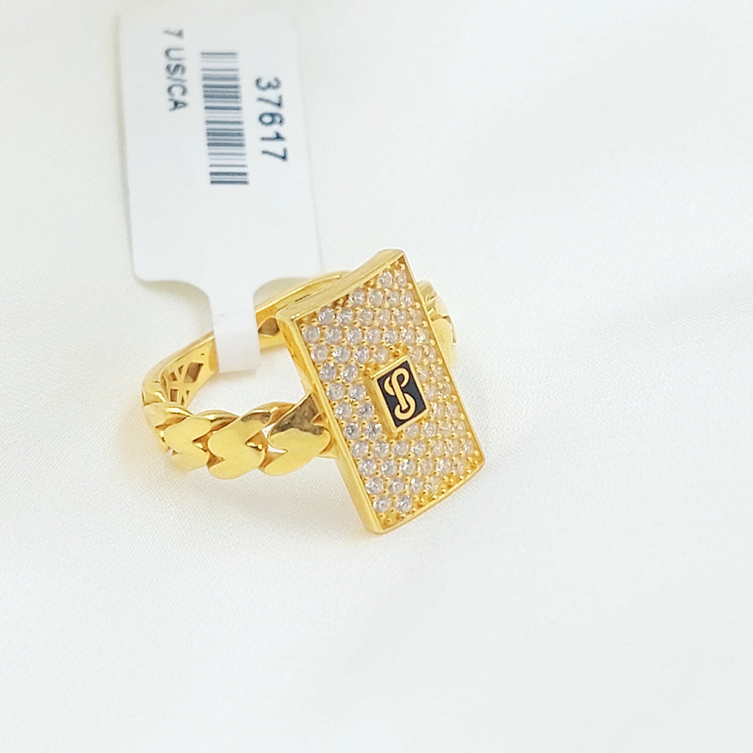 21K خاتم جنزير مرصع-مجوهرات الشيخ سعيد-Saeed Jewelry 