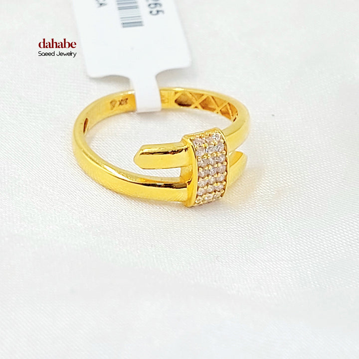 21K خاتم مسمار مرصع-مجوهرات الشيخ سعيد-Saeed Jewelry 