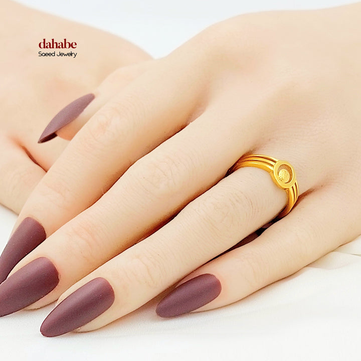 Zircon Studded Deluxe Ring Made of 21K Gold by Saeed Jewelry 
