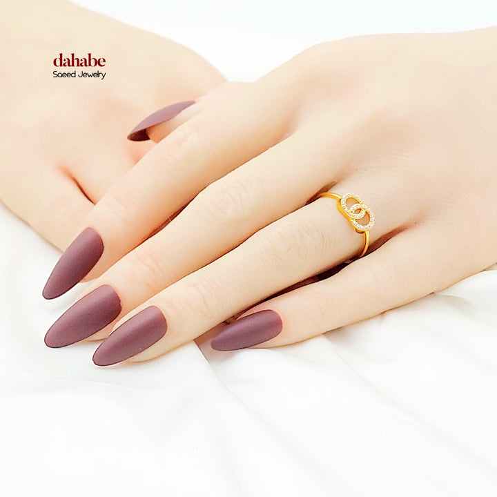 Zircon Studded Deluxe Ring Made of 21K Gold by Saeed Jewelry 
