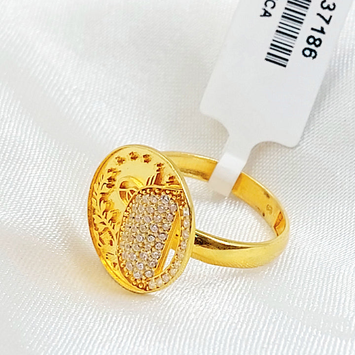 Zircon Studded Rashadi Ring Made of 21K Gold by Saeed Jewelry 