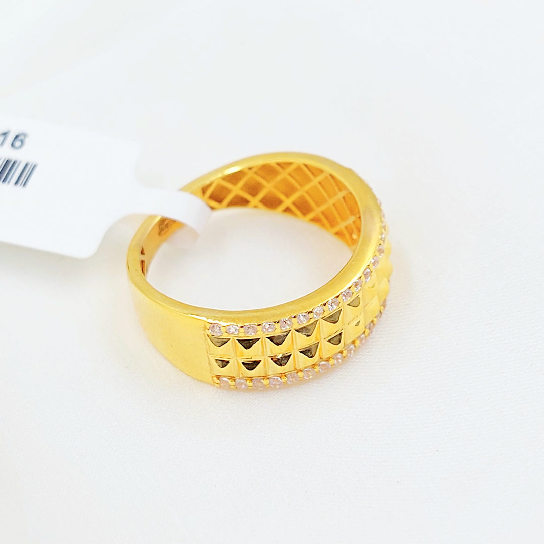 Zircon Studded Deluxe Ring Made of 21K Gold by Saeed Jewelry 
