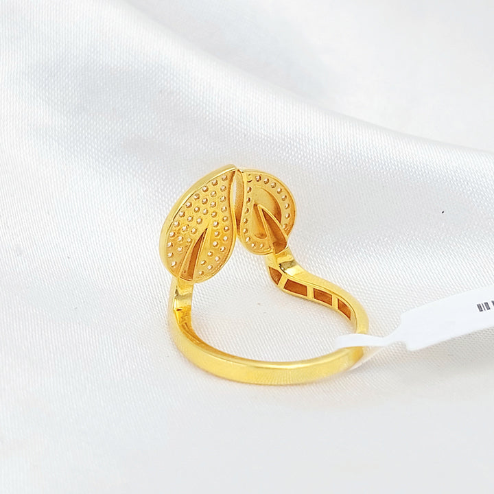 Zircon Studded Almond Ring Made of 21K Gold by Saeed Jewelry 