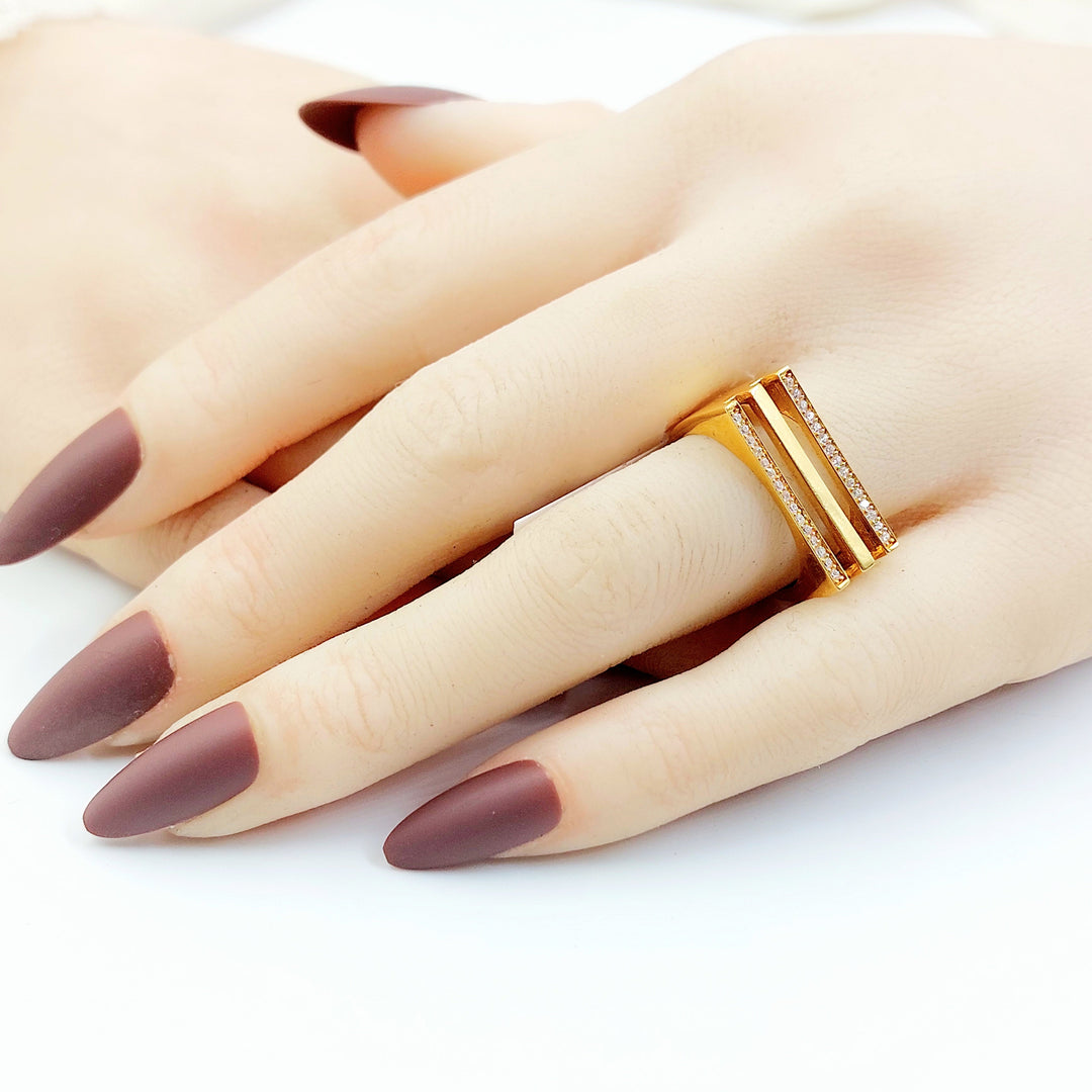 Zircon Studded Deluxe Ring Made of 21K Gold by Saeed Jewelry 