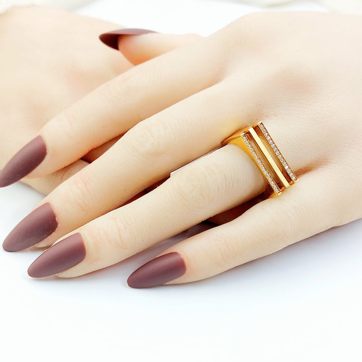 Zircon Studded Deluxe Ring Made of 21K Gold by Saeed Jewelry 