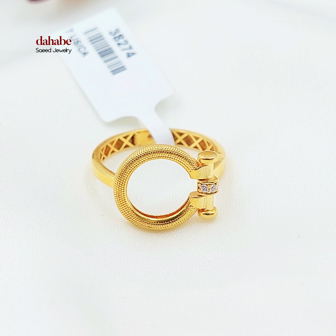 Zircon Studded Deluxe Ring Made of 21K Gold by Saeed Jewelry 