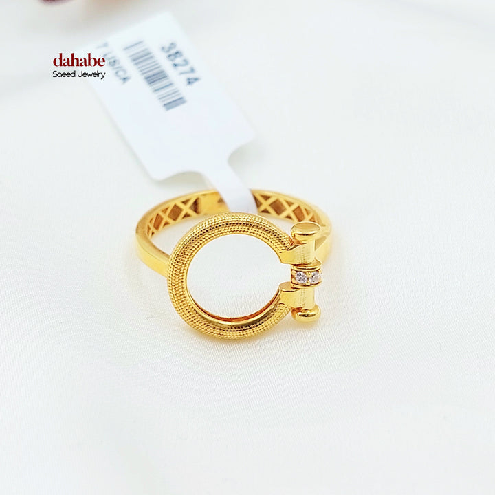 Zircon Studded Deluxe Ring Made of 21K Gold by Saeed Jewelry 