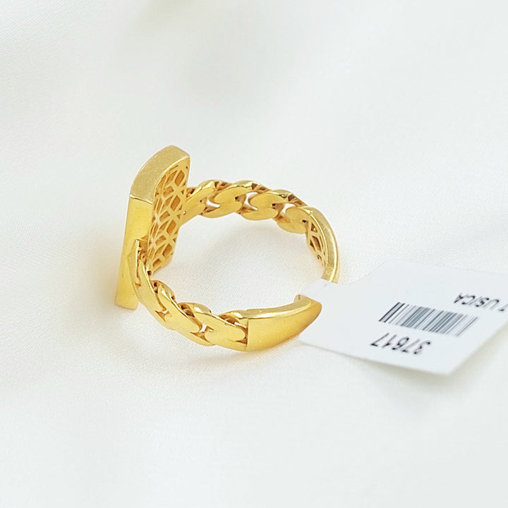 21K خاتم جنزير مرصع-مجوهرات الشيخ سعيد-Saeed Jewelry 