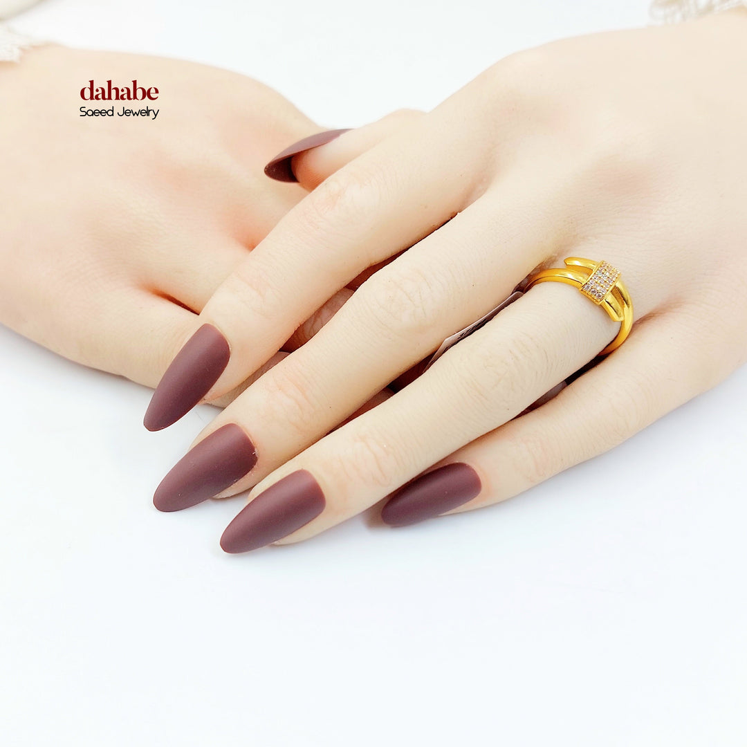 21K خاتم مسمار مرصع-مجوهرات الشيخ سعيد-Saeed Jewelry 