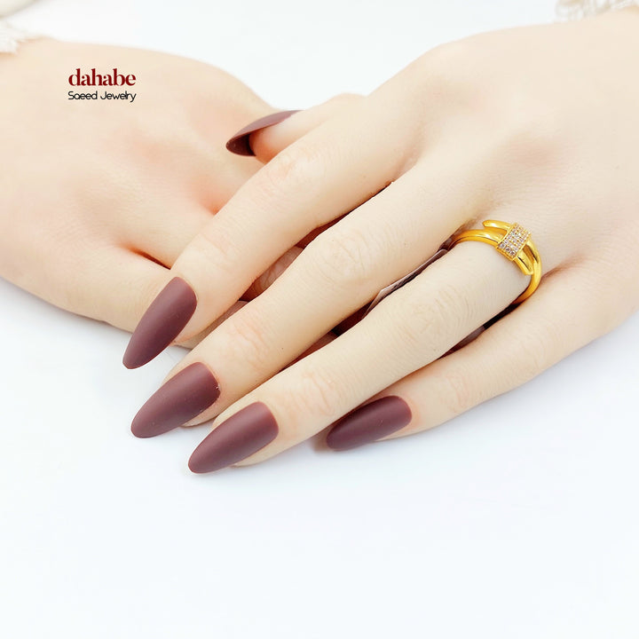 21K خاتم مسمار مرصع-مجوهرات الشيخ سعيد-Saeed Jewelry 