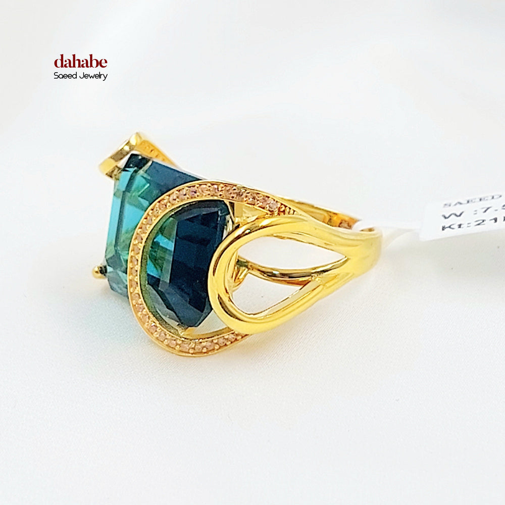 21K خاتم اكسترا مرصع-مجوهرات الشيخ سعيد-Saeed Jewelry 