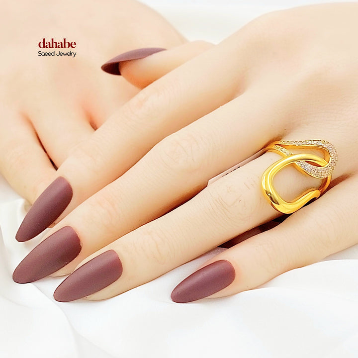 21K خاتم اكسترا مرصع-مجوهرات الشيخ سعيد-Saeed Jewelry 