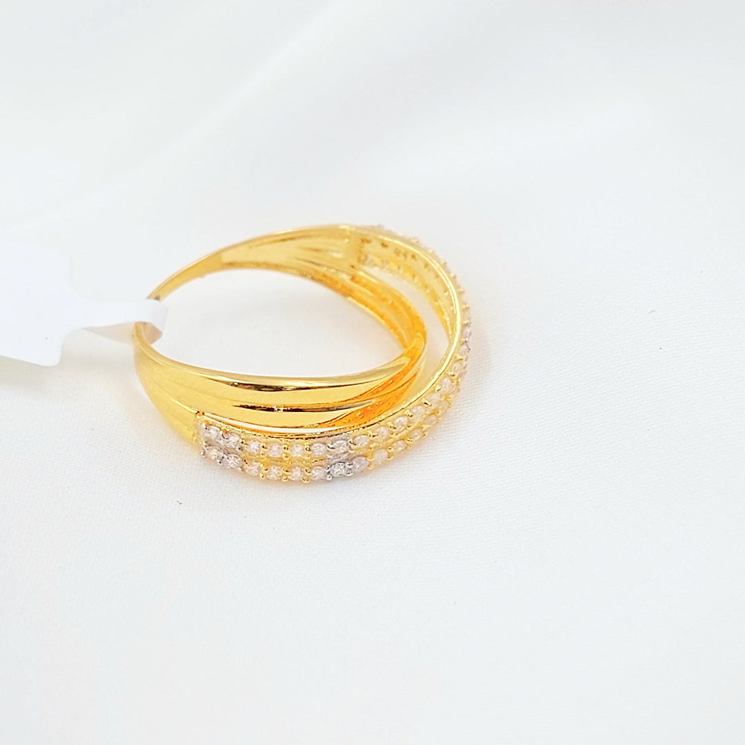 Zircon Studded Deluxe Ring Made of 21K Gold by Saeed Jewelry 