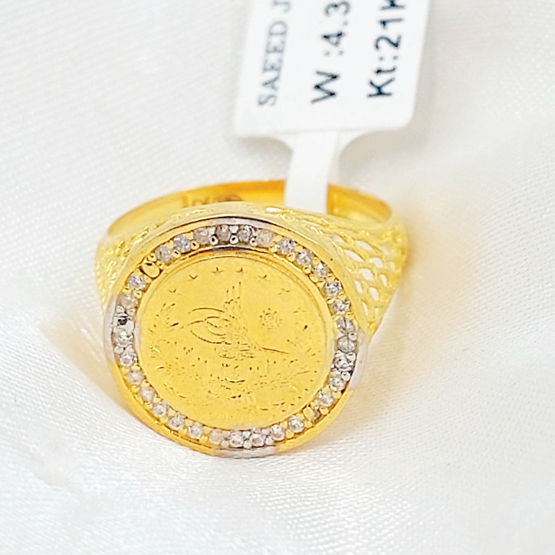 Zircon Studded Rashadi Ring Made of 21K Gold by Saeed Jewelry 