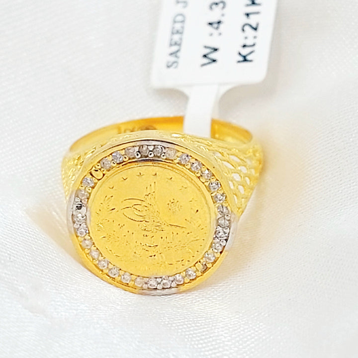 Zircon Studded Rashadi Ring Made of 21K Gold by Saeed Jewelry 