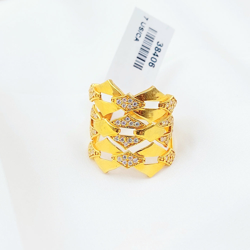 Zircon Studded Deluxe Ring Made of 21K Gold by Saeed Jewelry 