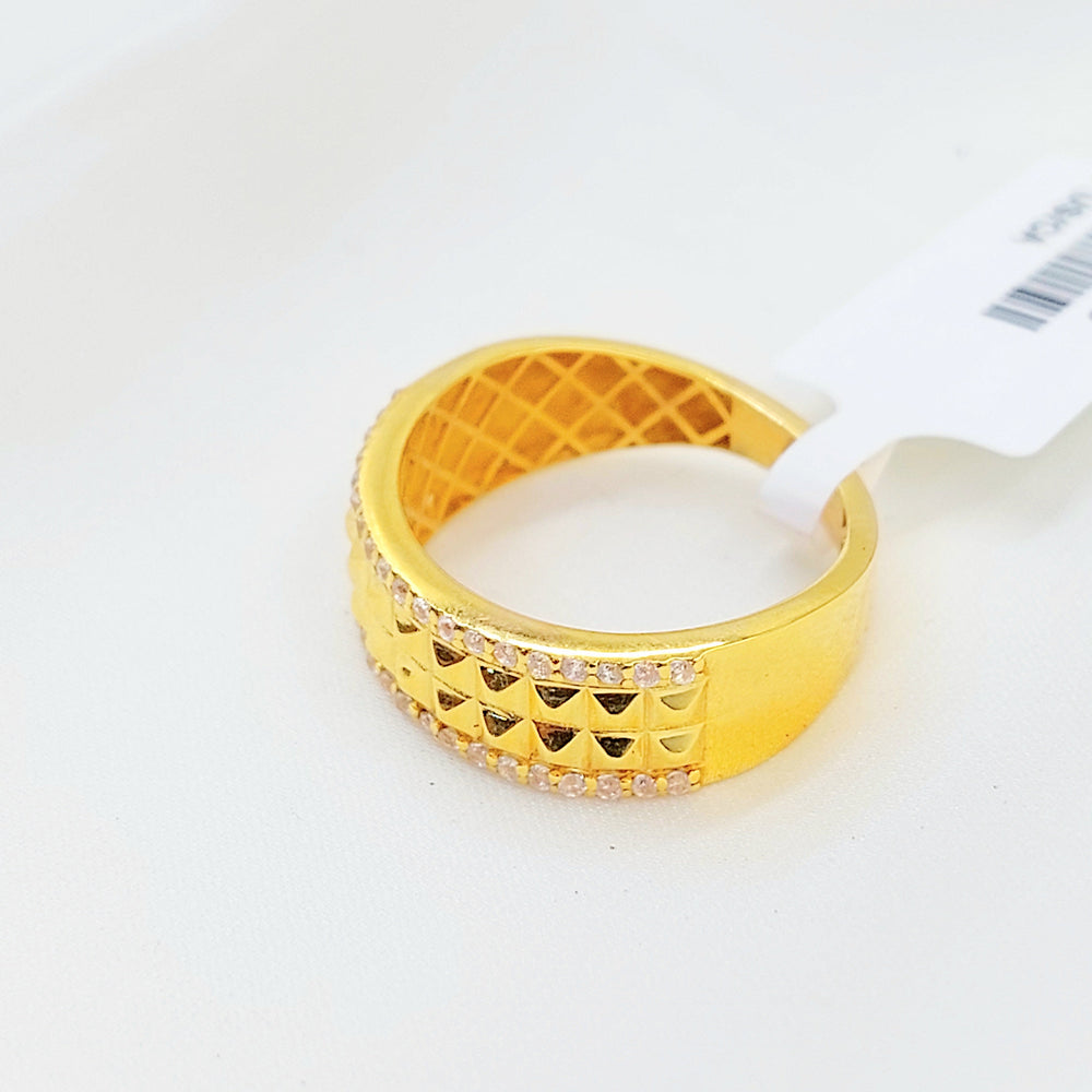 Zircon Studded Deluxe Ring Made of 21K Gold by Saeed Jewelry 