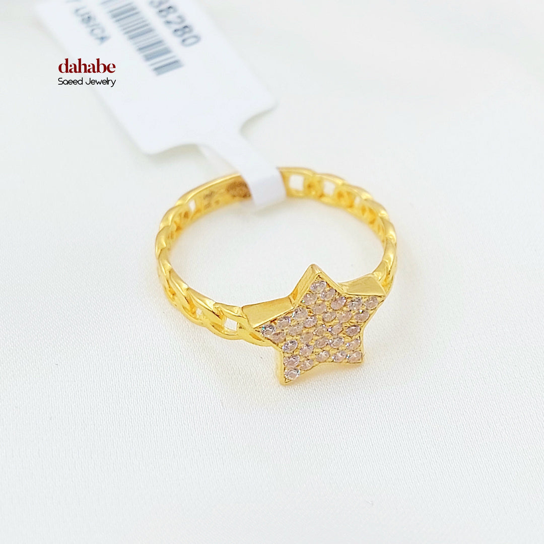 Zircon Studded Star Ring Made of 21K Gold by Saeed Jewelry 